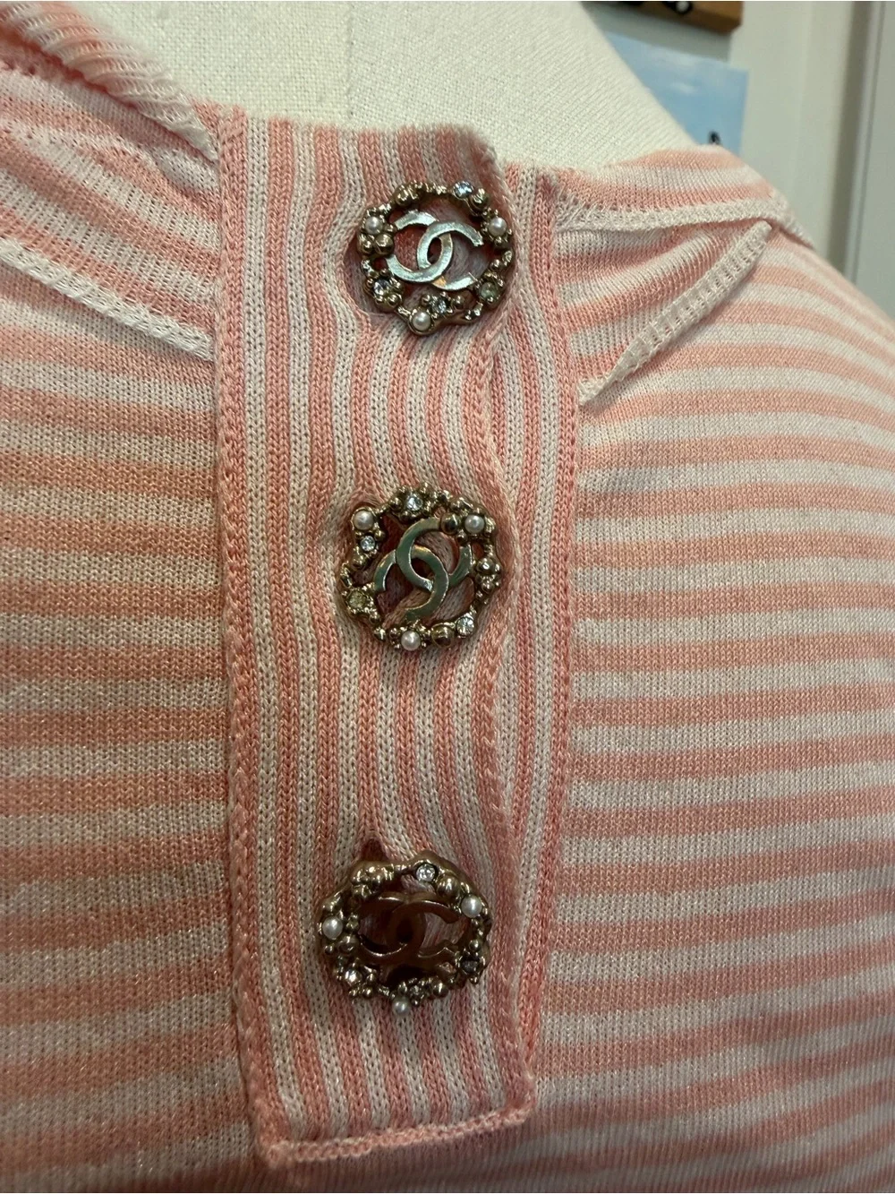 CHANEL Blush Pink Sleeveless Scallop-Detail Knit Dress